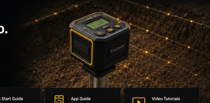 TheStake device operating beside a projected excavation grid